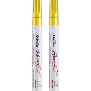 Overseas Permanent Paint Pens Yellow Markers - 2 Pack Single color Oil Based Paint Markers, Medium Tip, Quick Drying and Waterproof Marker Pen for Metal, Rock Painting, Wood, Plastic, Canvas, Mugs