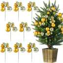 8 Pcs Gold Silver Christmas Tree Picks 7.87 Inch Xmas Balls Ornaments Christmas Decorations for Xmas Tree Topper DIY Wreath Holiday Floral Vase Fillers Crafts Home Decor