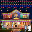 Icicle Lights Outdoor - 40 FT 432 LED Icicle Christmas Lights with 81 Drops, 8 Modes Icicle String Lights with Remote & Timer, Waterproof Fairy Lights for Roof Patio Tree House Decor, Multicolor