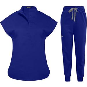 niaahinn Scrubs Set for Women Nurse Uniform Jogger Suit Stretch Top & Pants with Multi Pocket for Nurse Esthetician Workwear (X-Large, Dark-Blue)