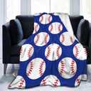 Baseball Navy Blue Cute Ball Throw Blanket Soft Bed Bedding Warm Cozy Plush Flannel Fleece Blankets Gifts for Kids Boys Teens, Sofa Couch Bedroom Home Decor, 50"x40"
