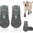 SlowTon Dog Shoes for Large Small Medium Dogs - Breathable Dog Boots for Summer Hot Pavement, Paw Protector for Outdoor Walking Winter Snow, Anti-Slip Rubber Dog Booties for Hardwood Floor (GY, 6)