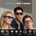 AI Smart Glasses with Camera, 8MP HD Bluetooth Camera Glasses, 1080P Video Recording Sunglasses for Women Men, Real Time Translation, Voice Assistant, Open-Ear Audio for Travel, Work Vlog (3 lenses)
