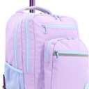 J World Sundance Laptop Rolling Backpack for Girls Boys. Roller Bookbag with Wheels, 20 Inch, Purple
