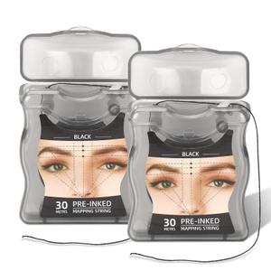 ATOMUS Eyebrow Mapping String 2pcs Pre-inked 30m(98ft) Microblading String for Brow Marking Black Measuring String for Eyebrow Makeup