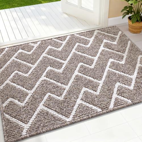 OLANLY Front Door Mat, Non-Slip Rubber Backing, Dirt Resistant and Absorbent, Washable, Easy to Clean Low-Profile Indoor Doormat for Back Door, Entryway, Inside Entrance, 32x20, Khaki