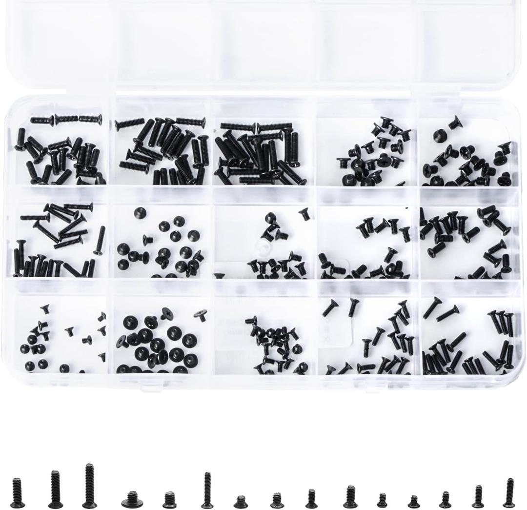 QTEATAK 300Pcs Black Laptop Notebook Computer Replacement Screws Kit for Lenovo Toshiba Gateway Samsung HP IBM Dell Sony Acer Asus SSD Hard Disk SATA