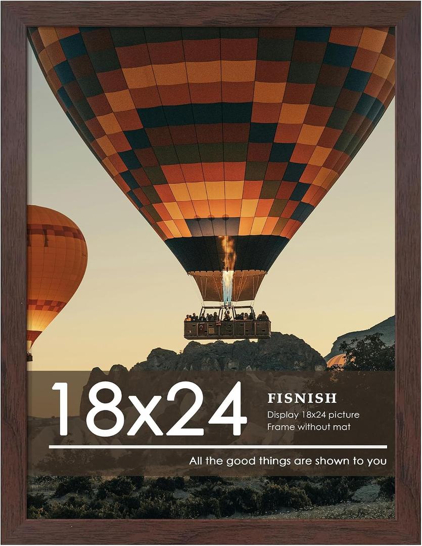 18x24 Picture Frame, Walnut Woodgrain Poster Frame, 1 Pack | for Horizontal or Vertical Wall Mounting, for Photos, Artwork; Fits Home, Office & Gallery Wall Decor