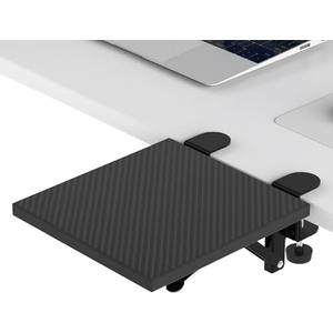Sisyphy Ergonomics Desk Extender Tray, 9.5x9.1" Punch-Free Clamp on, Foldable Keyboard Drawer Tray, Table Mount Arm Wrist Rest Shelf, Computer Elbow Arm Support