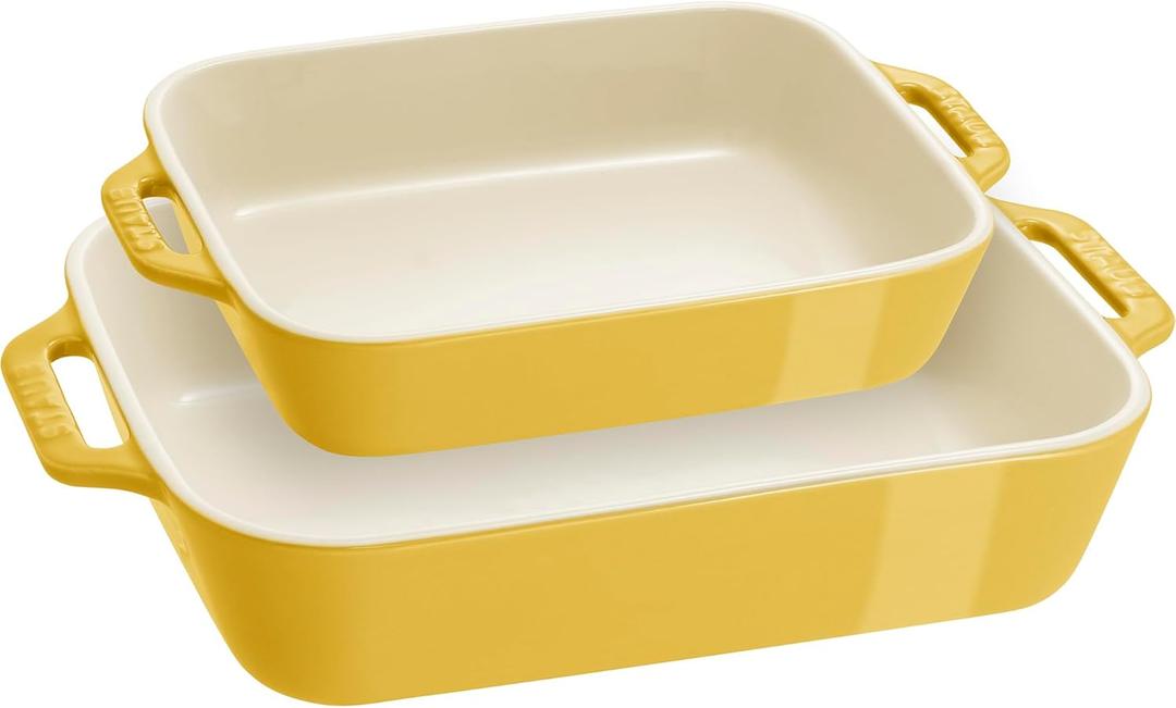STAUB Ceramic 2-pc Rectangular Baking Dish Set - Citron