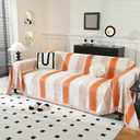 LUFEIJIASHI Boho Couch Covers for Sofa Non Slip Sofa Covers Washable Couch Covers for 3 Cushion Couch Sofa Pet Friendly Sectional Couch Cover Blanket Furniture Protector for Dogs (Orange, 71"x150")