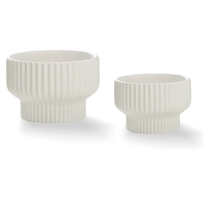 Puoyik 2 Piece Set of Flower Pots 8/6 inches, Ceramic Flower Pots with Drainage Holes, Indoor and Outdoor Plant Flower Planter (7.8/5.9 White)