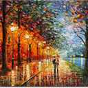 Alenoss Abstract Canvas Paintings 3D Modern Oil Paintings on Canvas 28x40 Inches Contemporary Colorful Wall Art Romantic Couples Blue Artwork for Home Decorations