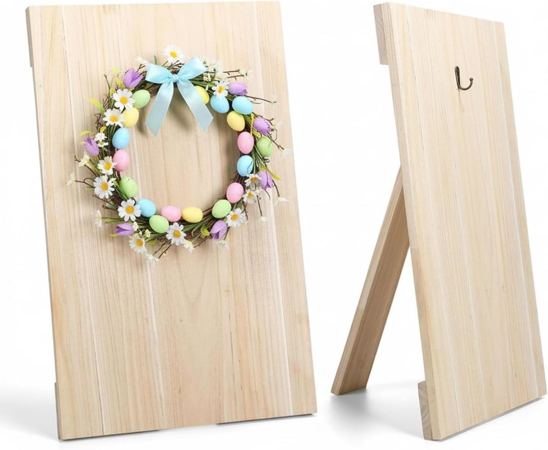 27 x 17 Inch Wreath Easel Stand Board for Making Wreaths Display Easter St. Patricks Day Wedding Wood Wreath Holder Making Easel Assistant Tabletop Display for Craft Tool, No Garland(Natural Wood)