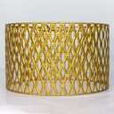 Drum lamp shades Gold metal shade,Hollow-out design Hand-crafted, Replacement shades For Floor,Chandelier,Table Living Room Bedroom Pendant lampshade(Broil Cage2)
