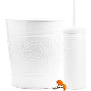 Autumn Alley White Farmhouse Bathroom Trash Can and Toilet Bowl Brush with Holder - White Bathroom Accessories Set for Charming Bathroom Dcor