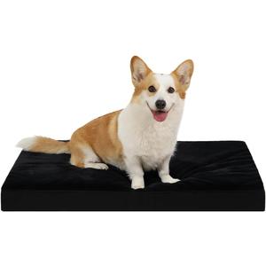 KSIIA Orthopedic Dog Bed Crate Waterproof Pet Mats for Medium Dogs Deluxe Plush Washable Pet Bed with Egg Crate Foam & Removable Cover, 29 x 18 Inch, Black