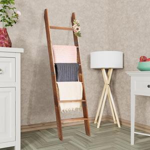 Decorative Wooden Blanket Ladder for the Living Room and Bedroom, 5ft 8 inch, Pine Wood Quilt Ladder, 6-Tier Wall Leaning Blanket Rack Stand, Farmhouse Blanket Ladder for Home Dcor N Display.(Brown)