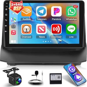 [2+64G] for Ford Fiesta 2009-2017 Android Car Stereo - 9 inch HD Touch Screen DSP Audio - Wireless Carplay and Android Auto, WiFi, GPS, Mirror Link，FM/RDS Radio, SWC + Canbus + AHD Backup Camera