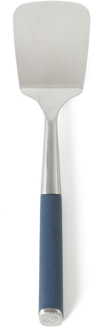 Calphalon Solid Turner, Cooking Spatula, Kitchen Spatula, Stainless Steel Turner with Silicone Heat Resistance Handle, Nonstick-Safe Spatula with Ergonomic Handle (Navy)