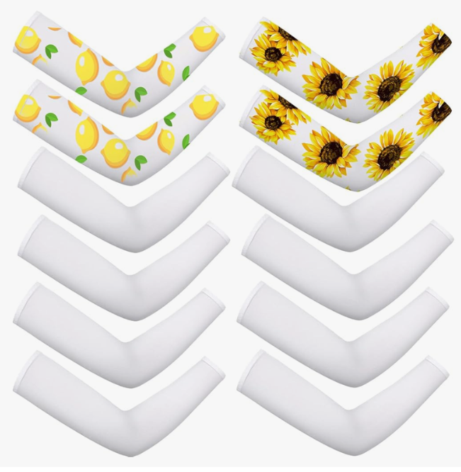 Geyoga 6 Pairs Sublimation Arm Sleeves, UV Sun Protection Blank Cooling Arm Sleeves Sublimation for Women Driving, Golfing, Fishing, Cycling, Hiking, Sports