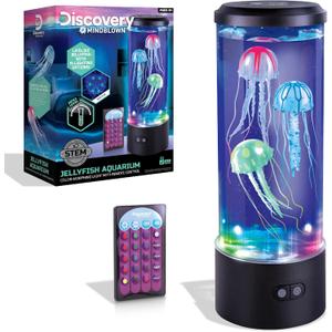 Discovery #Mindblown Jellyfish Aquarium Color-Morphing Lamp with 15 Light Options and Remote Control, Educational Biology Themed Bedroom Light for Kids & Adults Ages 8 and Up