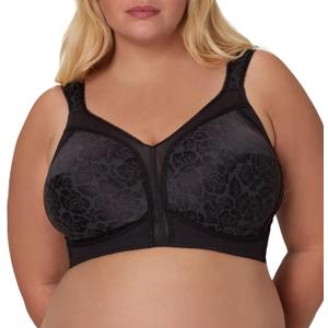 Playtex Women's Wireless Bra, 18 Hour Plus-Size Bras Available, Full Coverage, Smoothing, 4693, Single or 2-Pack (40C, Black)