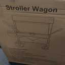 ELEMARA All-Terrain Stroller Wagon for 2 Kids, Foldable Kids Wagon Stroller Includes Removable Canopy,Mosquito net, Adjustable PushPull Handle,Snack Tray & Cup Holders, Storage Basket, Black+White