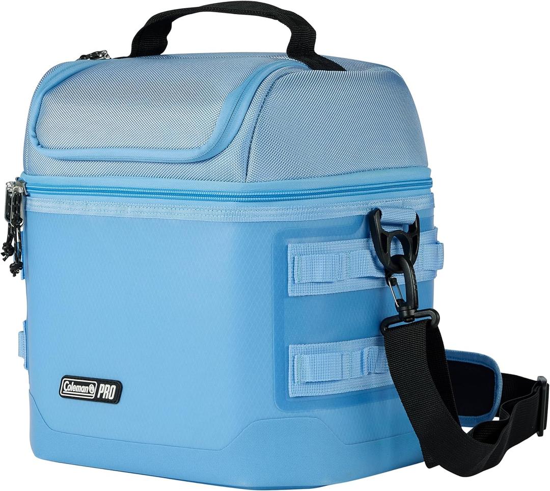 Coleman Pro 16-Can Premium Soft Cooler Lunchbox, Fully Insulated Lid & Body Stays Cold up to 30 Hours, Great for Camping, Tailgating, Parties, Sports, Concerts, Lunches & More (Blue Sky)