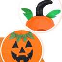 Hooded Adult Pumpkin Poncho Costume for Women - 2025 Christmas Jack-O'-Lantern Poncho & Candy Bag, One Size (Orange)