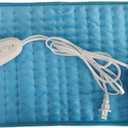 Warm Electric Over Blanket Pad for Women, Heated Electric Blanket Pad for Back Pain Relief, Fast Heating Ultra Soft Breathable Fabric Heating Pad for Cramps 6 Heating Settings (Blue)