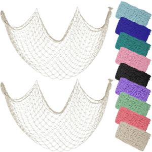 ZUEXT Beige Decorative Fishing Net 80x40 Inch, 2 Pack Large Picture Fish Net, Wall Photo Hanging Fishnet for Nautical Mermaid Pirate Ocean Themed Hawaii Beach Under the Sea Party Decorations ZUEXT Beige Decorative Fishing Net 80x40 Inch, 2 Pack Large Picture Fish Net, Wall Photo Hanging Fishnet for Nautical Mermaid Pirate Ocean Themed Hawaii Beach Under the Sea Party Decorations