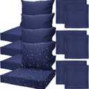 Mindsoft 4 Set Patio Cushion Covers Replacement Water UV Resistant Outdoor Cushion Slipcovers with Zipper Chair Seat Covers for Outdoor(24 x 21.3 inches, 24 x 24 x 4.7 inche,Dark Blue)
