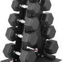 Fitvids Rubber Coated Hex Dumbbell Set with Storage Rack, 100/150/200/550 LB Hand Weight Set with Anti-Slip Grip for Home Gym