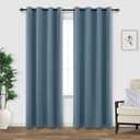 Dusty Blue Curtains for Living Room 2 Panels Set 84 Inch Length Blackout Window Coverings Treamtents Grommet Thermal Darkening Light Blocking Curtain Drapes for Bedroom,Stone Grey Blue,7FT/Feet Long