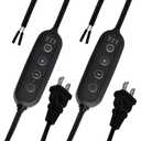 2Pack Plug-in Dimmer 110-120V Timer Switch Wire for Grow Lights Aromatherapy Diffuser 2H/4H/8H Dimmer Inline Lights Switch for Incandescent/Halogen Bulb Table or Floor Lamp