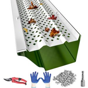 PPOLB Gutter Guards 5 Inch, Aluminum Leaf Filter Rain Gutter Covers with Screws Included, 16 PCS 54FT DIY Gutter Protection System, Heavy Duty, Fits Any Roof or Gutter Type (White Painted)