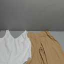 FANCYINN Womens 2 Piece Set V Neck Tank Wide Strap Tops High Waisted Cropped Paper Bag Pants with Belt (X-Small)