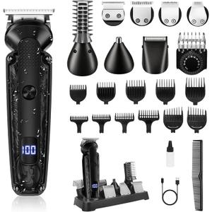 Ufree Beard Trimmer for Men, IPX7 Waterproof Electric Shaver Razor, Hair Trimmer for Nose, Body, Face and Mustache, Cordless Hair Clipper Grooming Kit, Gifts for Men (Black)