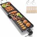 39.5-Inch Electric Griddle & Teppanyaki Grill, 1400W Large Non-Stick Surface, Intelligent Temperature Control, Easy to Clean. Indoor/Outdoor Use for Pancakes, BBQ, Camping & Gatherings