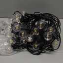 Outdoor String Lights  50ft Connectable Patio Lights with 52 G40 LED Plastic Bulbs (2 Spare) Outside Vintage Hanging Light for Backyard Bistro Balcony Porch Party Wedding, E12, 2200K, Black