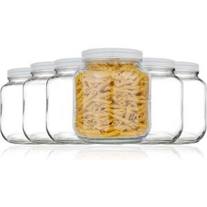 Kitchentoolz 6 Pack-Half Gallon Glass Mason Jar Wide Mouth with Airtight Metal Lid -Fermenting Kombucha Kefir - Curing Pickling, Storing and Canning - BPA-Free Dishwasher Safe, Made in USA