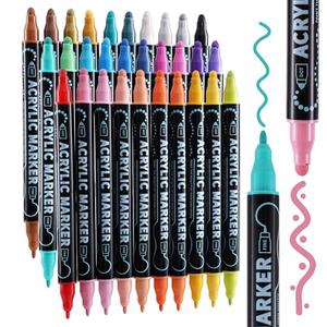 Nauets 24 Colors Dual Tip Acrylic Paint Markers, Dot & Fine Tip Acrylic Paint Pens for Rock, Wood, Fabric, Canvas, Glass, Paper, Ceramic, Scrapbook, Egg, DIY Crafts Supplies-Photo Album Supplies