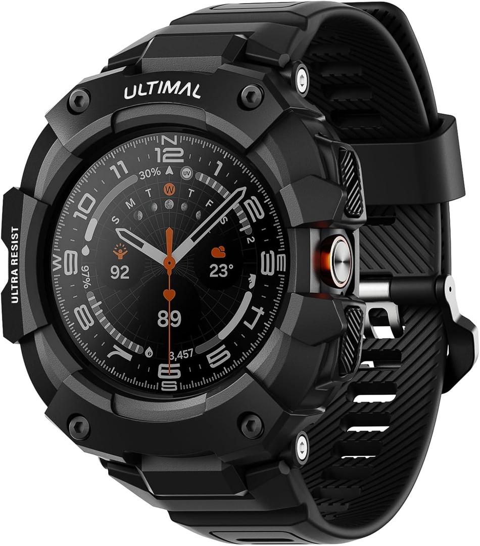 ULTIMAL Bands Compatible with Samsung Galaxy Watch Ultra 47mm band with case for Men, Rugged Sports Case Protective for Galaxy Watch Ultra (2024) Matte Black