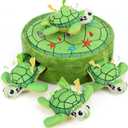 Hide and Seek Squeaky Dog Plush Toy Carrot and Bunny Set, 5 Pack Dog Puzzle Toys for Training and Cleaning, Interactive Tough Dog Toy for Small Medium Dogs,Turtles