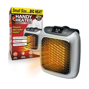 Ontel Handy Heater Turbo Wall Outlet Plug In Heater – Portable Indoor Ceramic Space Heater w/Adjustable Thermostat, 12-Hour Timer, Auto Shut Off, Quiet – Plug In Wall for Office, Bedroom, Camping