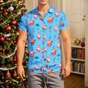 Men's Hawaiian Shirt Funky Blue Beach Printed Tropical Beach Shirt Casual Button Down Short Sleeve Floral Shirts Tops