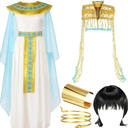 Yunlly Halloween Egyptian Costume Women Black Bob Wigs Egyptian Headpiece Snake Bracelet Arm Cuff and Cuff Bangle Bracelet      ,Size: M