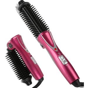 Electric Professional Anti-Scald Curling Brush with Instant Heat Up for All Hair Types (US Plug, 110-240V)
