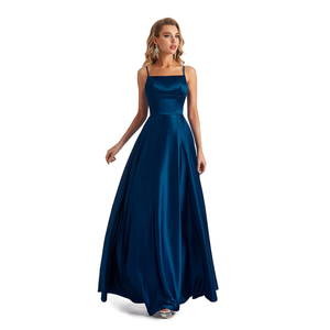 Long Satin Spaghetti Strap Prom Dress M